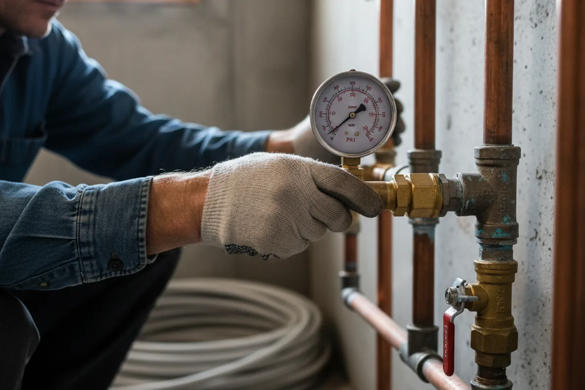 Pressure testing a repaired line during Water Line Repair in Yerkes